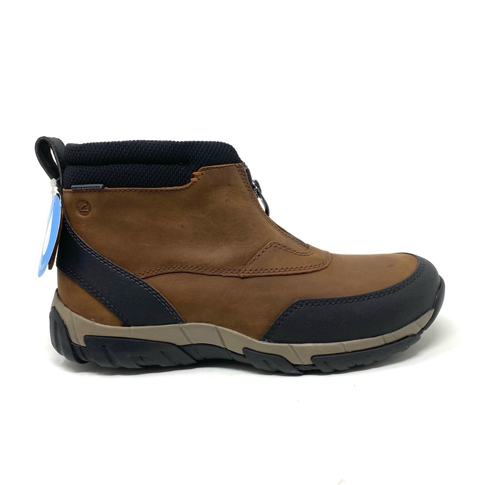 Clarks Men's Grove Zip Dark Tan Leather WATERPROOF BOOTS